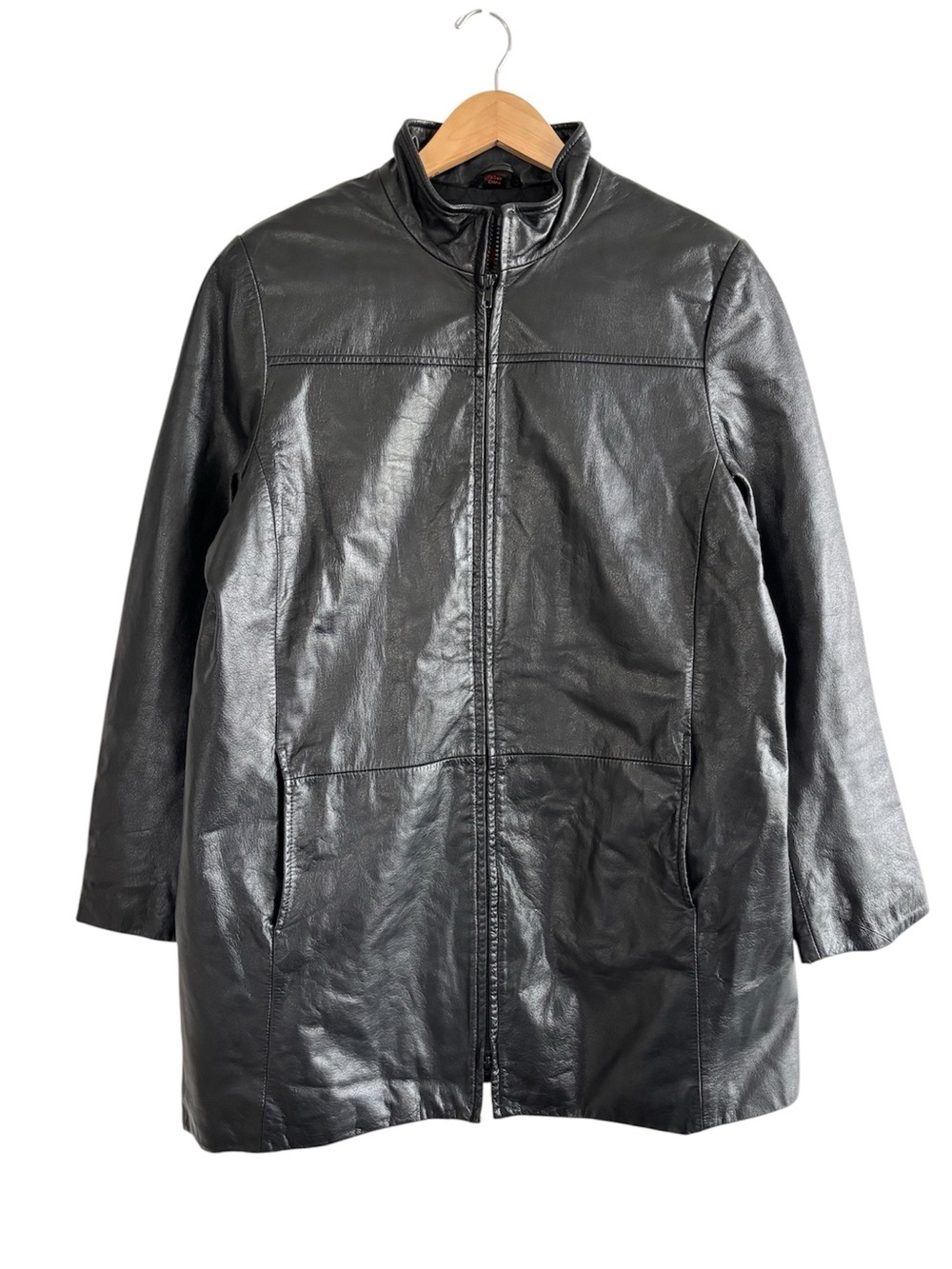 Vintage Y2K Danier Leather Zip-Front Quilted Heavy Funnel Neck Coat